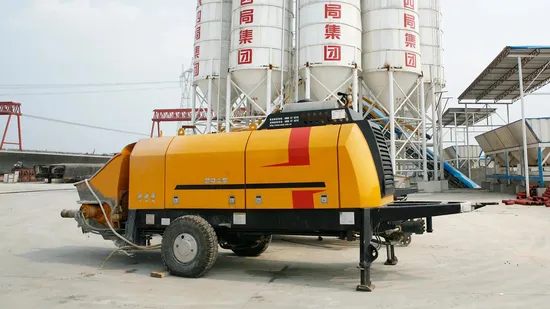 Concrete Machinery 7.3ton Weight 85m3/H Trailer Pump Hbt8018c-5s 180kw Diesel Trailer Concrete Pump