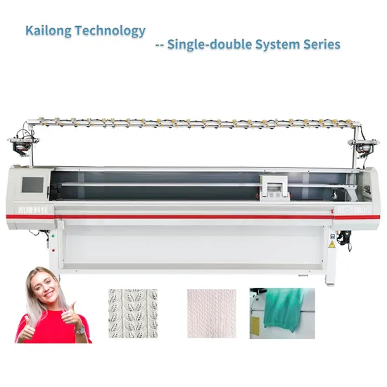 80inches 14gg Kailong Single-Double System Flat Knitting Acquard Knitting Machine for Sweater (White)