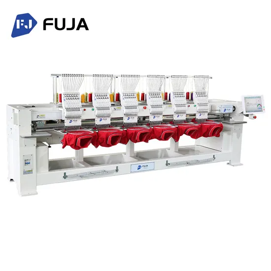 Fuja 6 Head Mixed Industry Embroidery Machine for Logo Cap T-Shirt Flat Embroidery