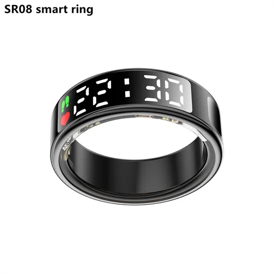 Sr08 Button Cotrol Digital Screen Waterproof Health Monitor Bluetooth Heart Rate Blood Oxygen Jring APP Smart Health Ring Smart Ring