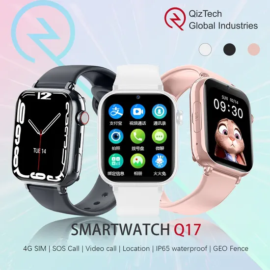 2024 New Q17 Developed by Chinese Factory, IP67 Waterproof LTE Student GPS Kids Smartwatch Phone Featuring Live Map Monitoring for Daily Security