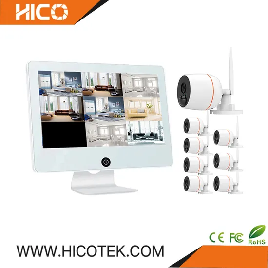 8CH 2MP 12 Inch Monitor Wireless WiFi Cameras NVR Kits with Xmeye View Eseecloud Ippro APP