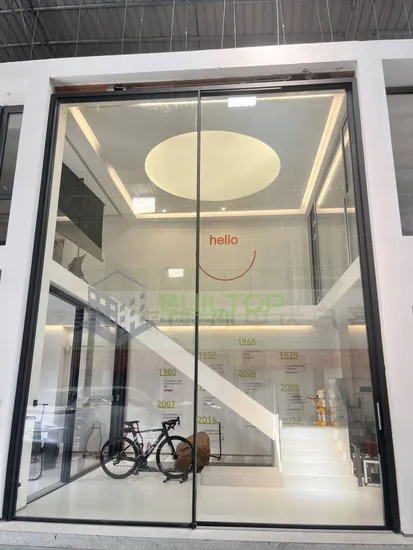 Minimalist Energy-Efficient Black Aluminum Frame Clear Glass Sliding Door for Modern Living