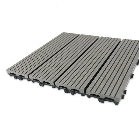 Anti-Slip DIY 300*300mm WPC Striped Grooves Plastic Interlocking Deck