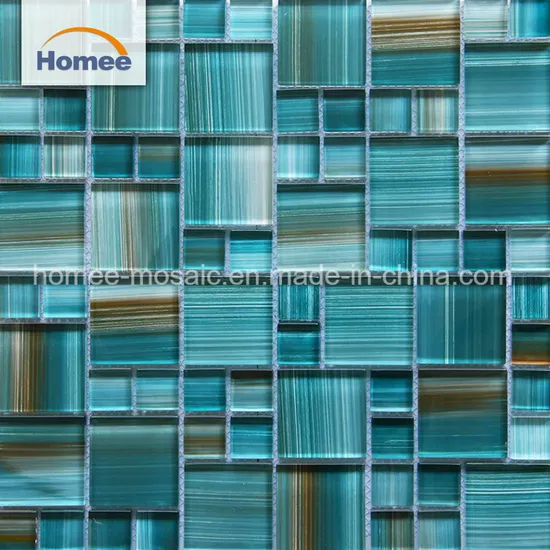 Hot Sale Green Color Hand Painting Swimming Pool Glass Mosaic