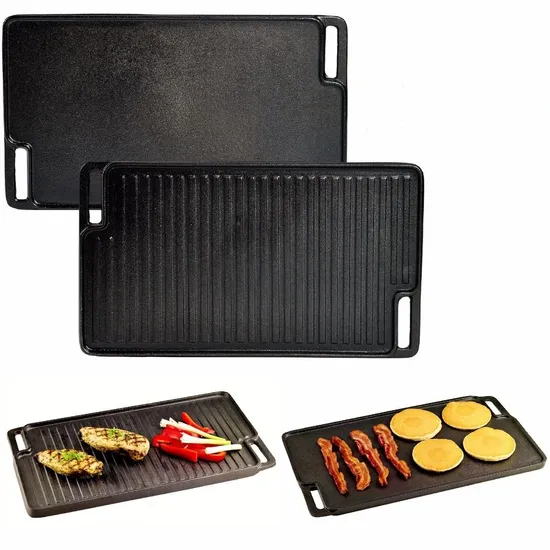 Pre-Seasoned Cast Iron Reversible Multi Grill Griddle Pan BBQ Grills