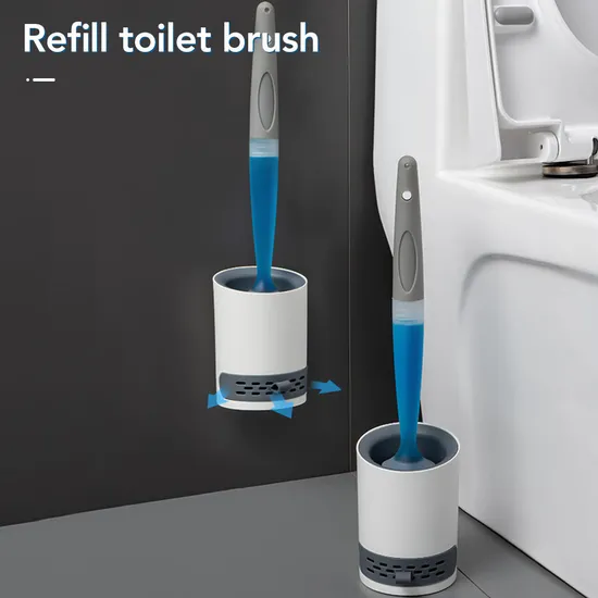 Plastic Holder with Soap Dispensing Head Soft TPR Cleaning Silicone Toilet Brush