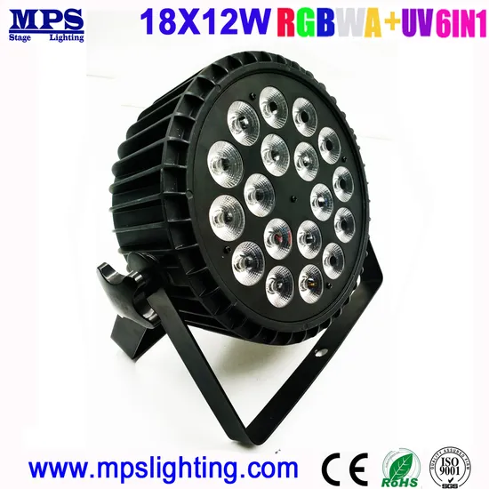 Indoor 18PCS 12W Rgbwauv Flat LED PAR Light for Wedding Party