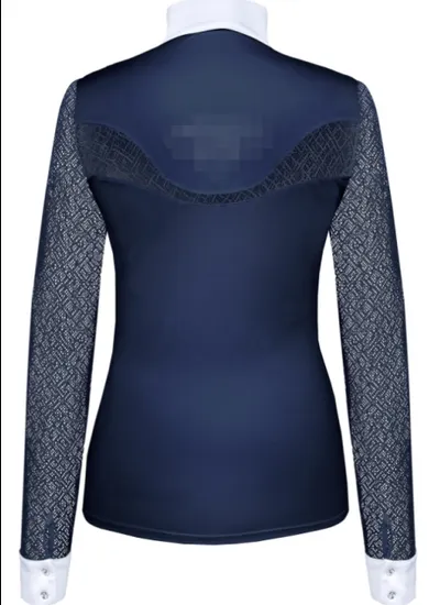 Personalized Horse Riding Show Shirt Women Long Sleeve with Lace Show Shirts Equestrian