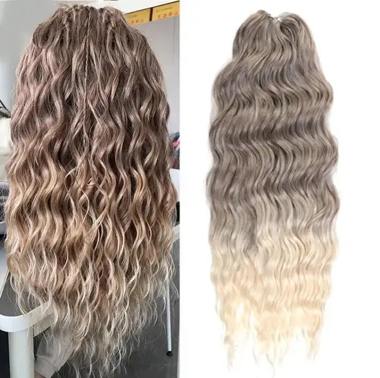 Anna Wholesale Synthetic Loose Deep Wave 60 Cm Water Wave Braid Ombre Blonde Twist Crochet Curly Braiding Synthetic Hair Extensions