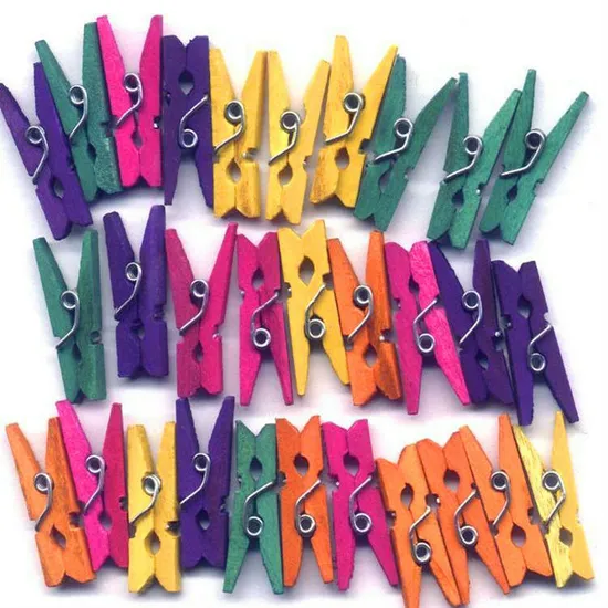 Multi Colours Mini Wood Craft Clothes Pegs