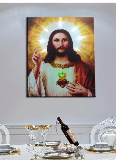 Wholesale 2016 Latest LED Light Oil Paintings on Canvas Jesus, Decoration Painting