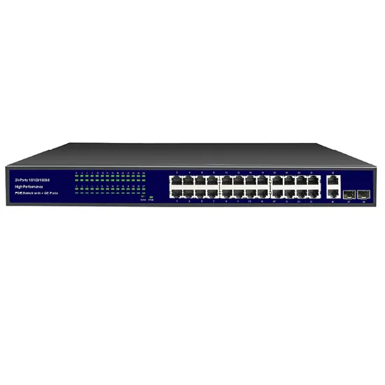 24 Ports Fiber Poe Switch with Gigabit Poe Ports, 400W Poe Power CCTV/IP Camera/IP Phone/Wireless Ap