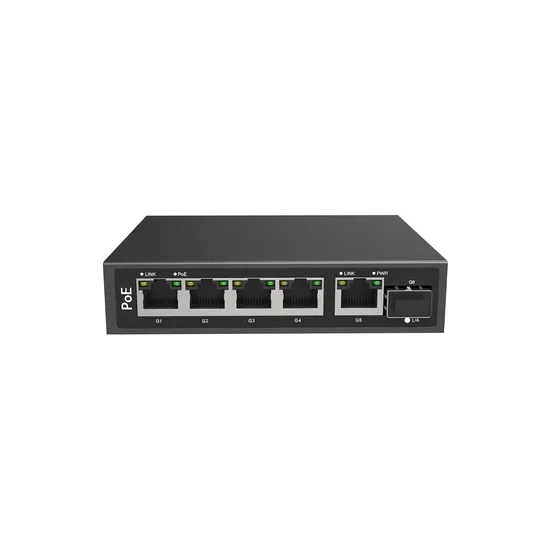 High Power 250W Total Power Supply Poe Network Switch with 4 Poe Ports RJ45 and SFP Fiber Ports