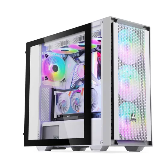 Segotep Gank 360 Magnetic Front Mesh Panel ATX Computer Case with Optimized Airflow Top 360 Water Cooling Glass Side Panel Chassis