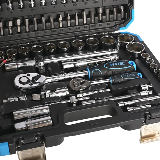 Fixtec 94PCS Professional Auto Repair Toolbox Car Repair Socket Wrench Set in Black Box for Car Repairing