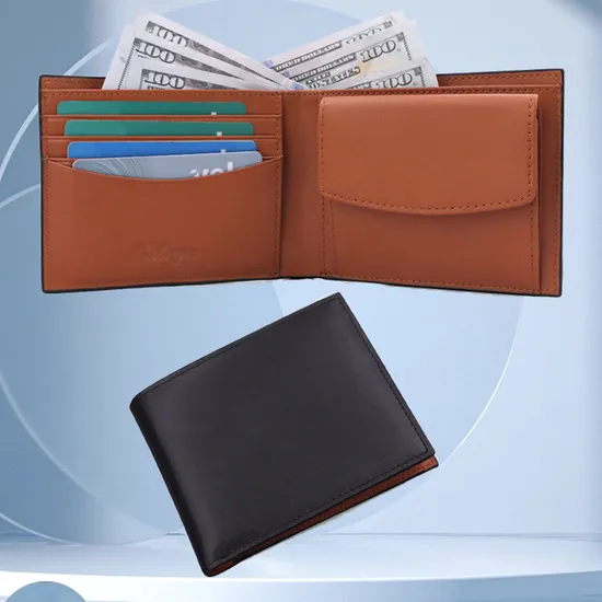Customize Smooth PU Leather Men Multi Function Folded PU Wallet