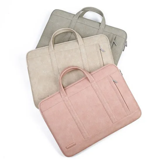 New Fashion Laptop Bag Notebook Shoulder Thin Simple Business Shockproof Waterproof PU Leather Doll Decoration Simple Woman Handbag