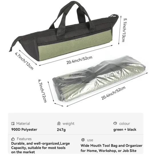 Multi Pockets Wide Mouth Tool Bag Outdoor Camping Ground Peg Storage Bag