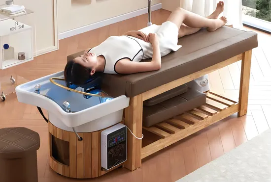 Salon Solid Wood Frame Hair Washing Beauty Bed Fumigation Thai Massage Bed Head SPA Shampoo Bed
