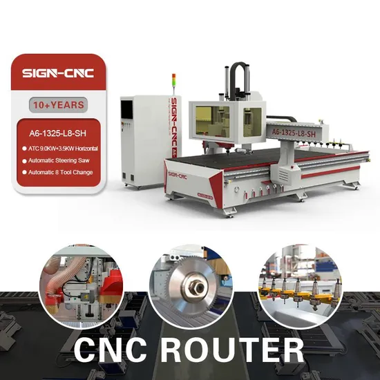 CNC Router 3 Axes Mainly for Lockers Spindle Woodworking 1325 CNC Router with Saw