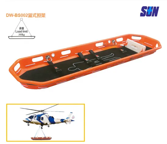 Plastic PE Emergency Basket Stretcher with Belts for Helicopter Rescue