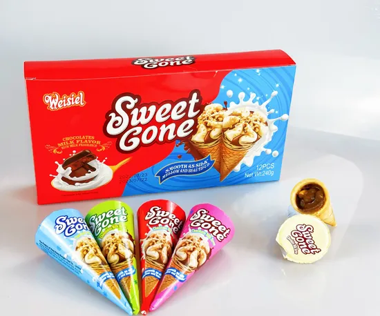 Ice Cream Style Chocolate Crunchy Cone in Color Box Packaging