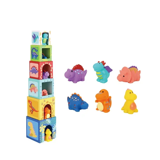 2024 New Design Stacking Toys Nesting Boxes Cardboard Dinosaur Educational Toys for Kids Learning