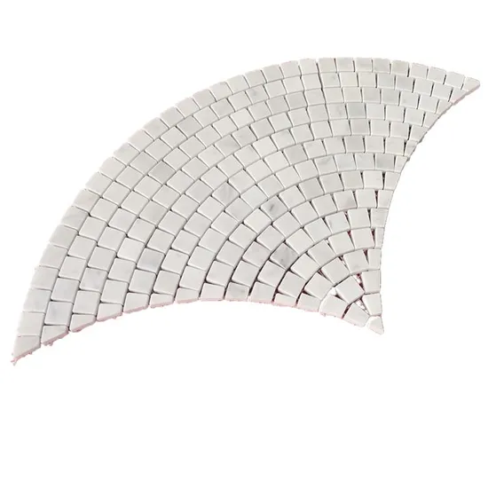 Fan Shape White Marble Mosaic Tile Backsplash Bath Wall Mosaic Flooring Tile