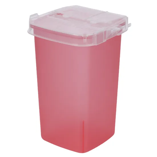 1L Transparent Red Tattoo Medical Sharps Container Biohazard Needle Disposal Waste Box