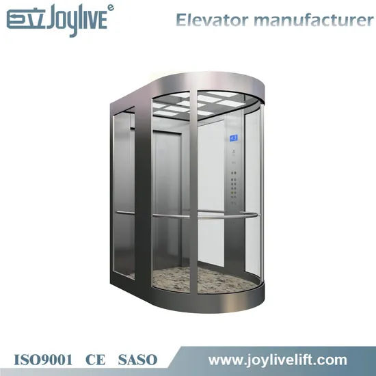 Modern 1000kg 6 Floors Glass Roomless Panoramic Glass Sightseeing Lift Elevator for Supermarket