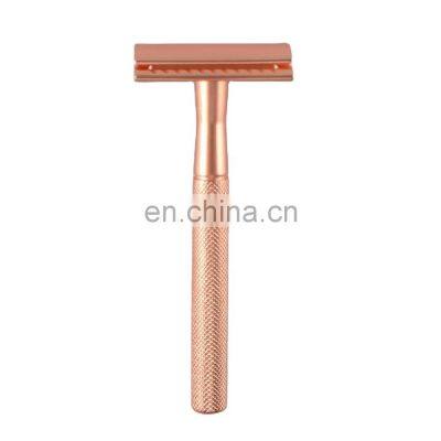 Mens Best Choics Shaver matte Rose Gold Brass Metal Handle Double Edge Blade Safety Shaving Razor