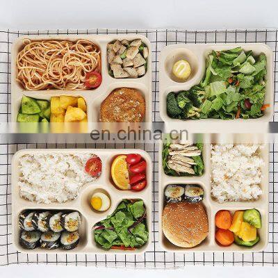 Biodegradable Eco Friendly Disposable Sugar Cane Square Boxes Hamburger Chicken Food Bagasse Lunch Box With Lid