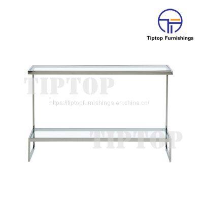 Hallway Corner Natural Marble Gold Stainless Steel Base Table Console Tempered Glass Luxury Console Table