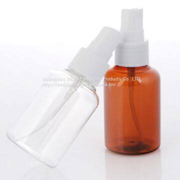 Amber color PET plastic bottle packaging for face toner cosmetic with sprayer