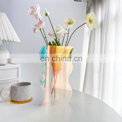 Flower Vases Color Tall Bud Clear Cheap Luxury Gold Modern Crystal Decoration Glass Acrylic Flower Nordic Vase For Home Decor