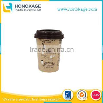 8oz/250ml Plastic Disposable IML Label In Mold Thin Wall Take Away Travel Coffee Mugs