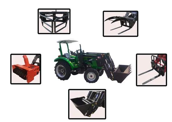 CE Tz-4 Series 4 Wheel Tractor Mini 4 in 1 Front End Loader Can with Dozer Blade Forklift Snowblower Backhoe